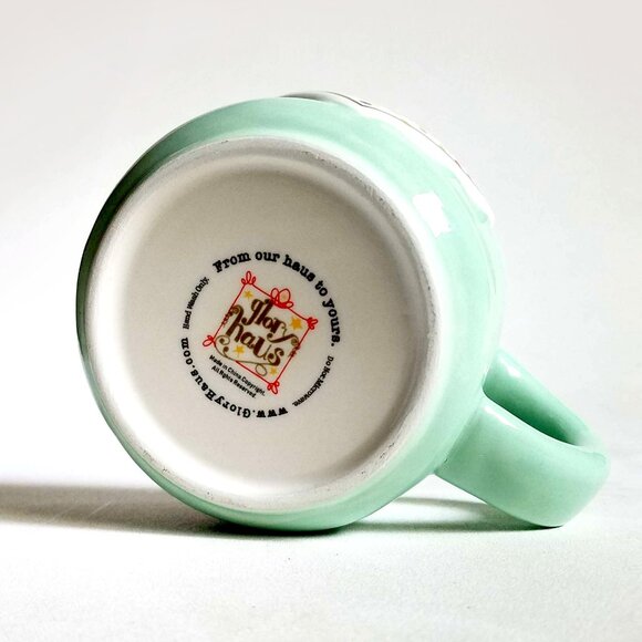 Glory Haus From Our Haus to Yours Green Ribbed Two Hearts Mug - Picture 4 of 4